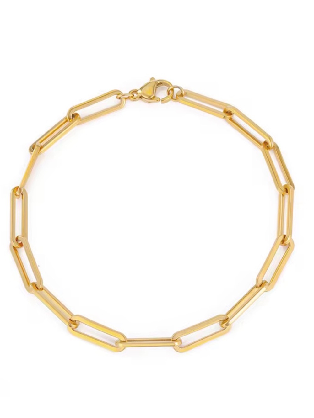 Paperclip Bracelet 18K Gold Plated Stainless Steel Waterproof Hypoallergenic